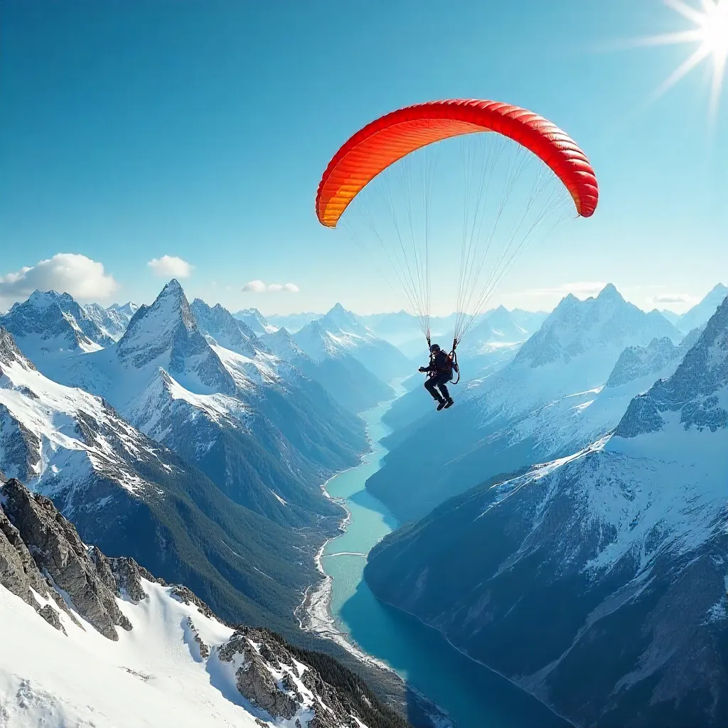Thrill of Paragliding Over Snow-Capped Peaks