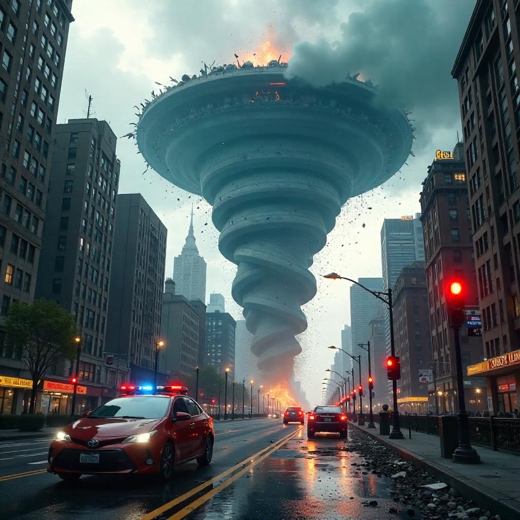 3D Tornado Earthquake: City Destruction Render