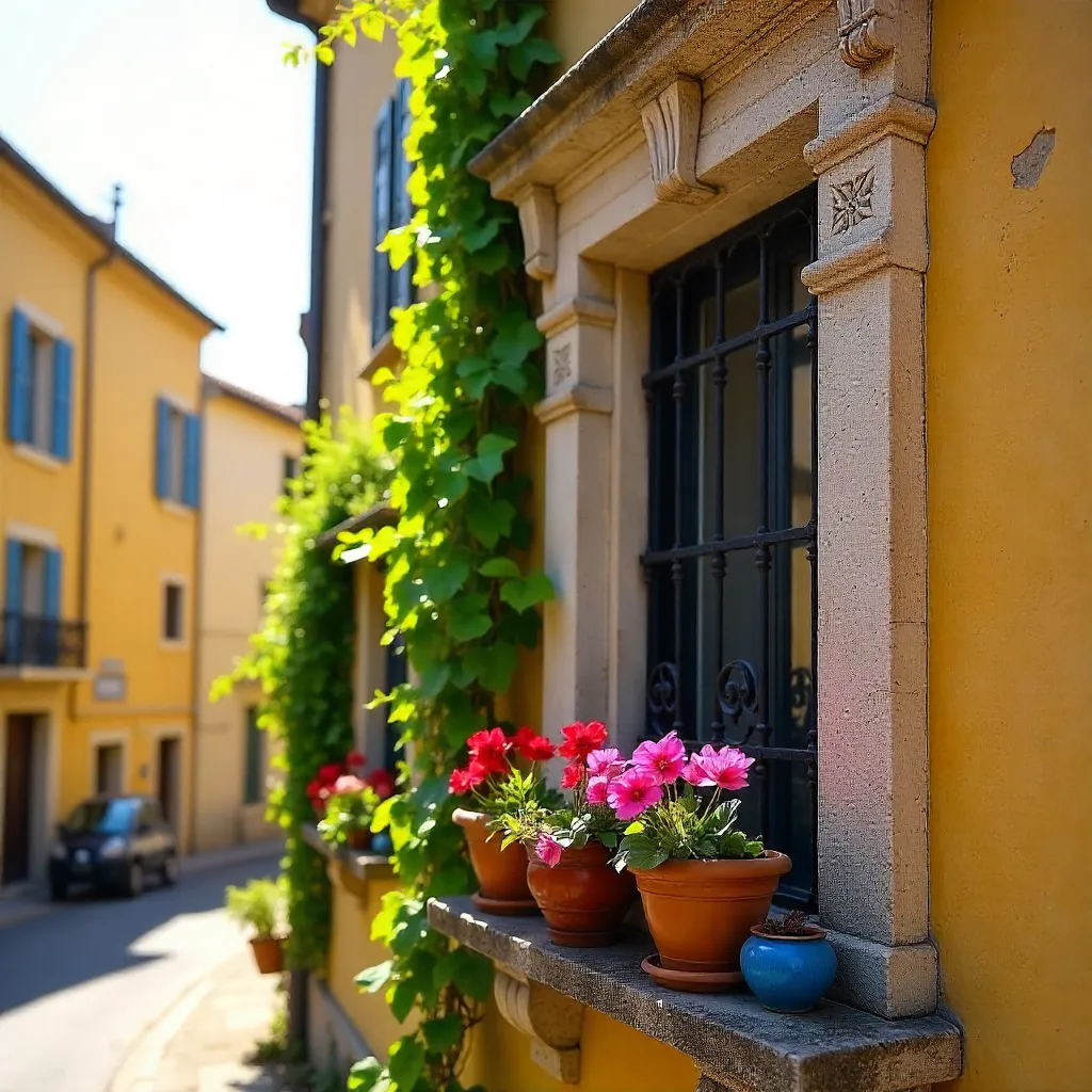 Close-Up: Ornate Aix Window with Flowers