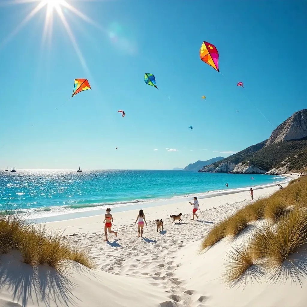 Vibrant Kites Over Sardinia's Clear Blue Sky