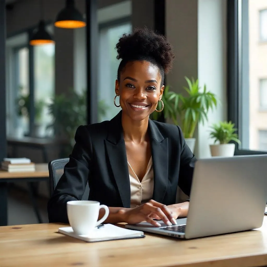 Photorealistic Office Portrait of a Stylish Black Woman