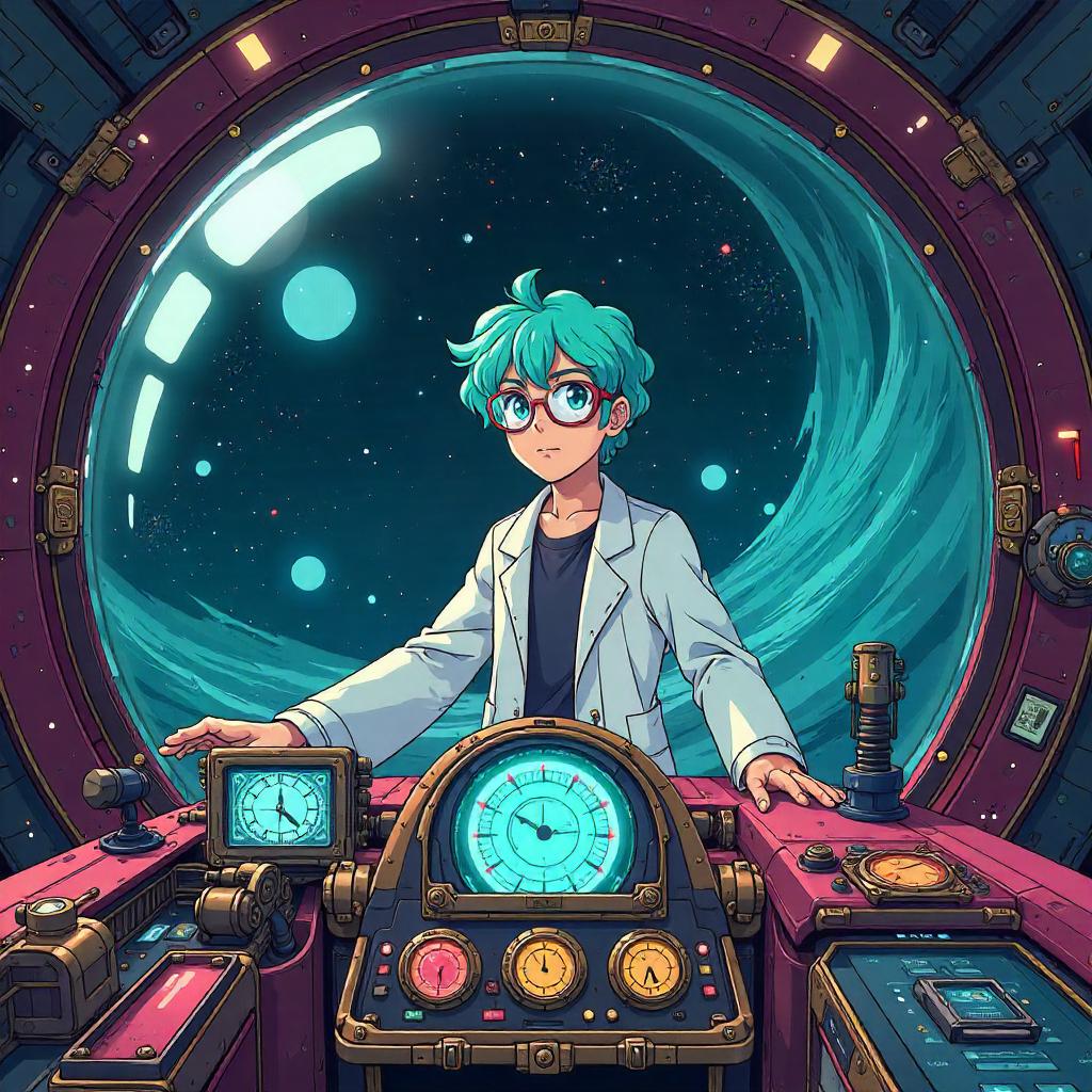 Anime Scientist Inside a Time Machine