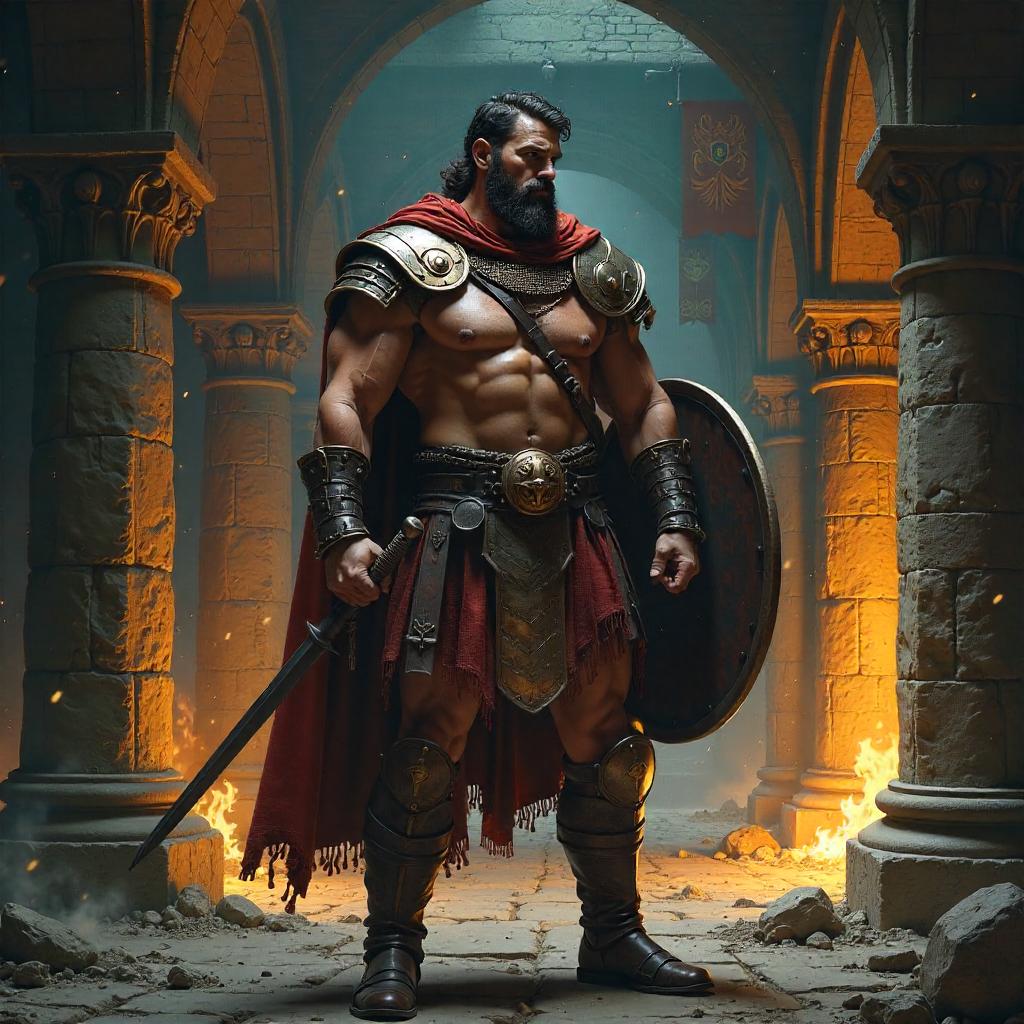 Gladiator Concept Art in a Medieval Castle