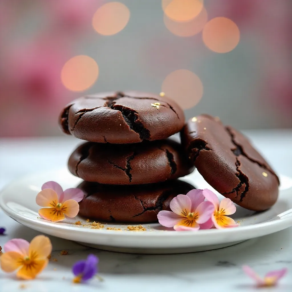 Chic Chocolate Cookies with Floral Bokeh