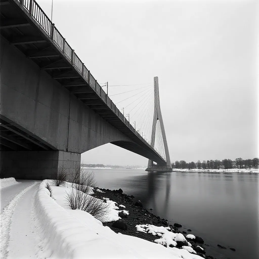 Winter Monochrome: Tromsø Bridge