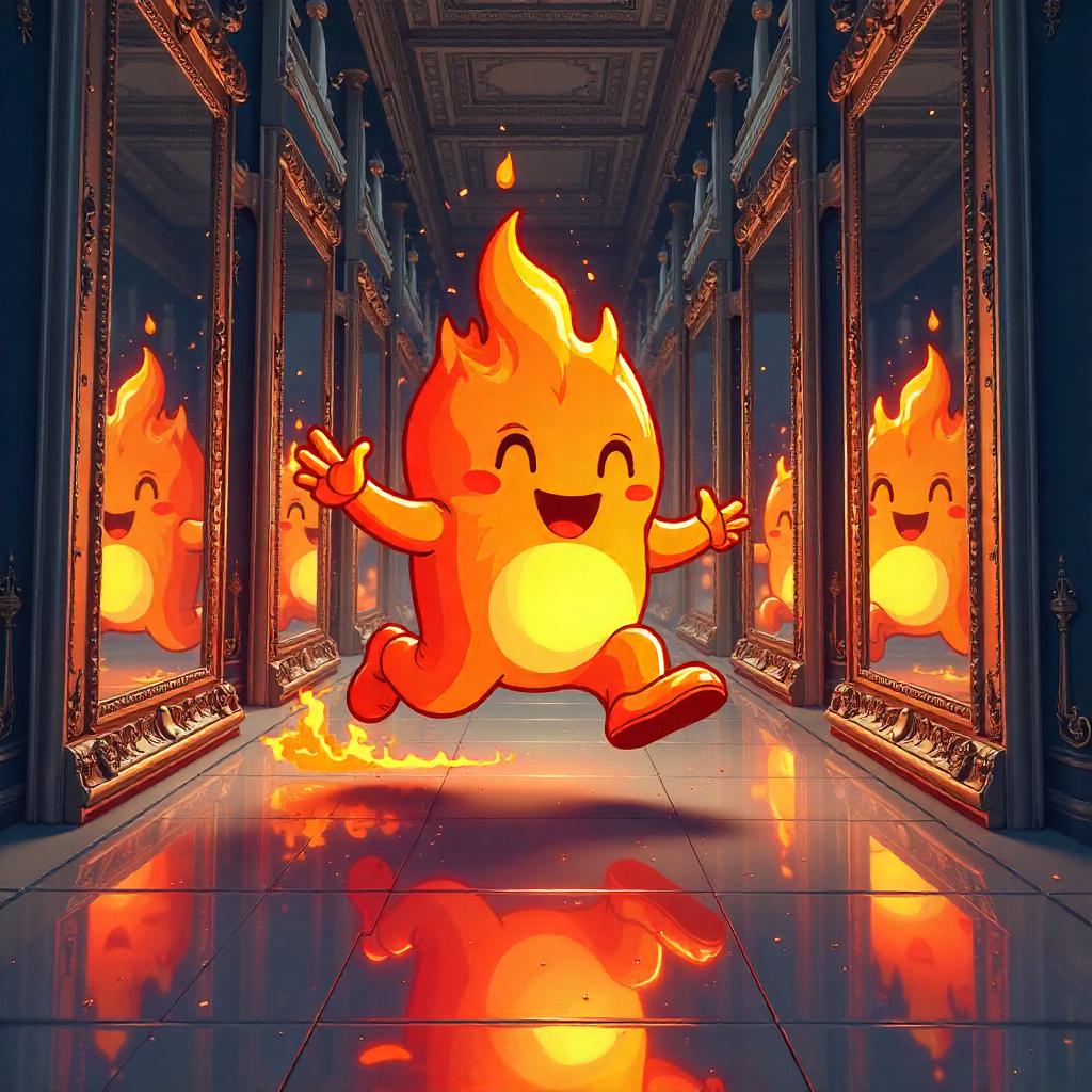 Flaming Cartoon Fire in a Mirror Dimension