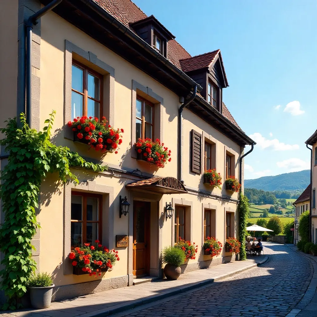 Sunlit Boutique Hotel Facade in Bernkastel-Kues