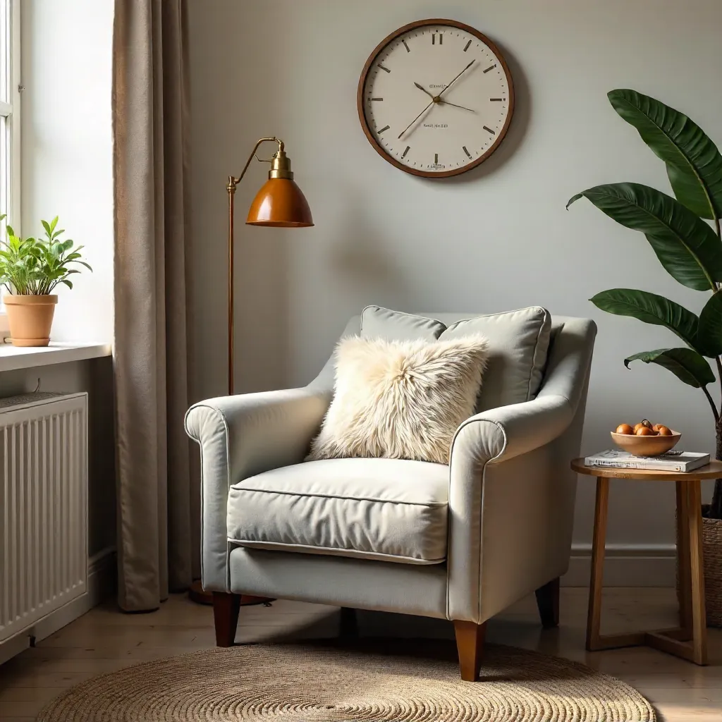 Serene Grey Armchair in a Cozy Corner