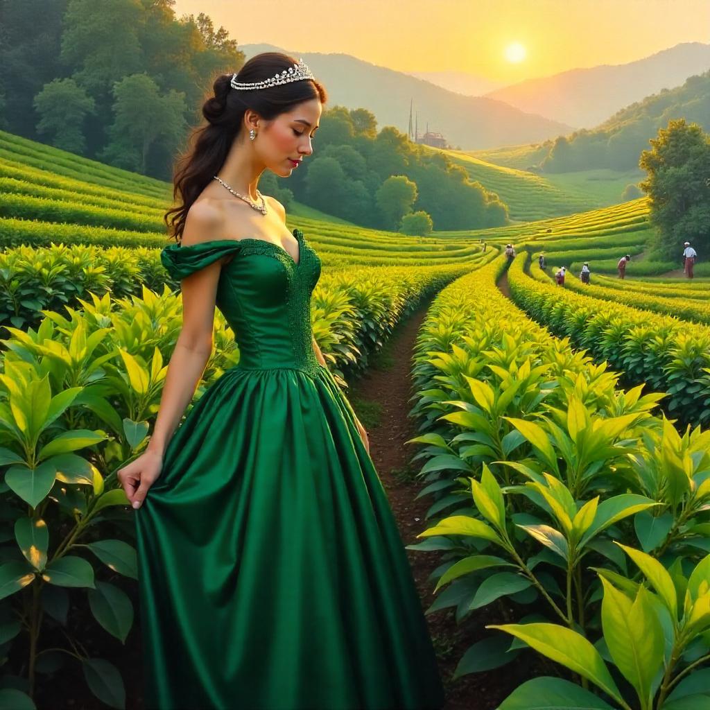 Princess in a Tea Plantation — Oil Painting