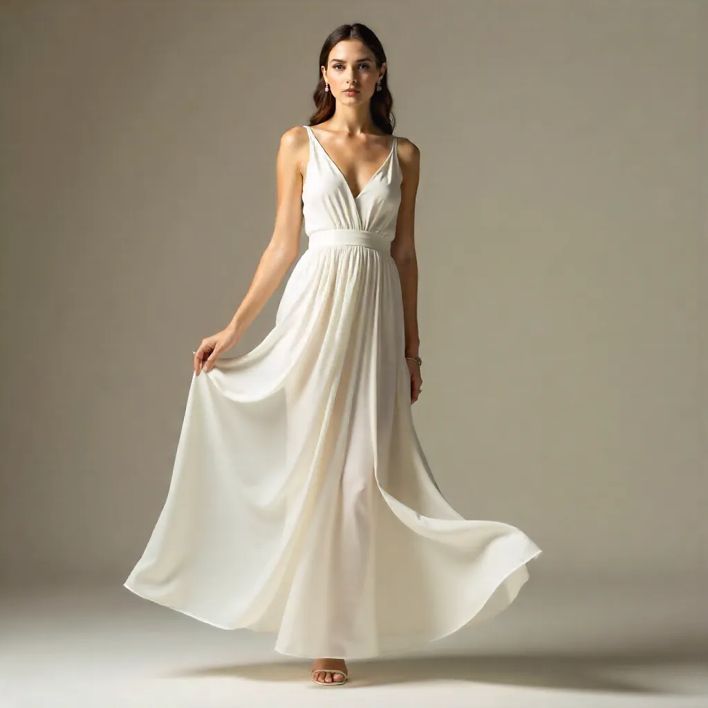 Graceful Fashion Portrait: White Dress in Soft Light