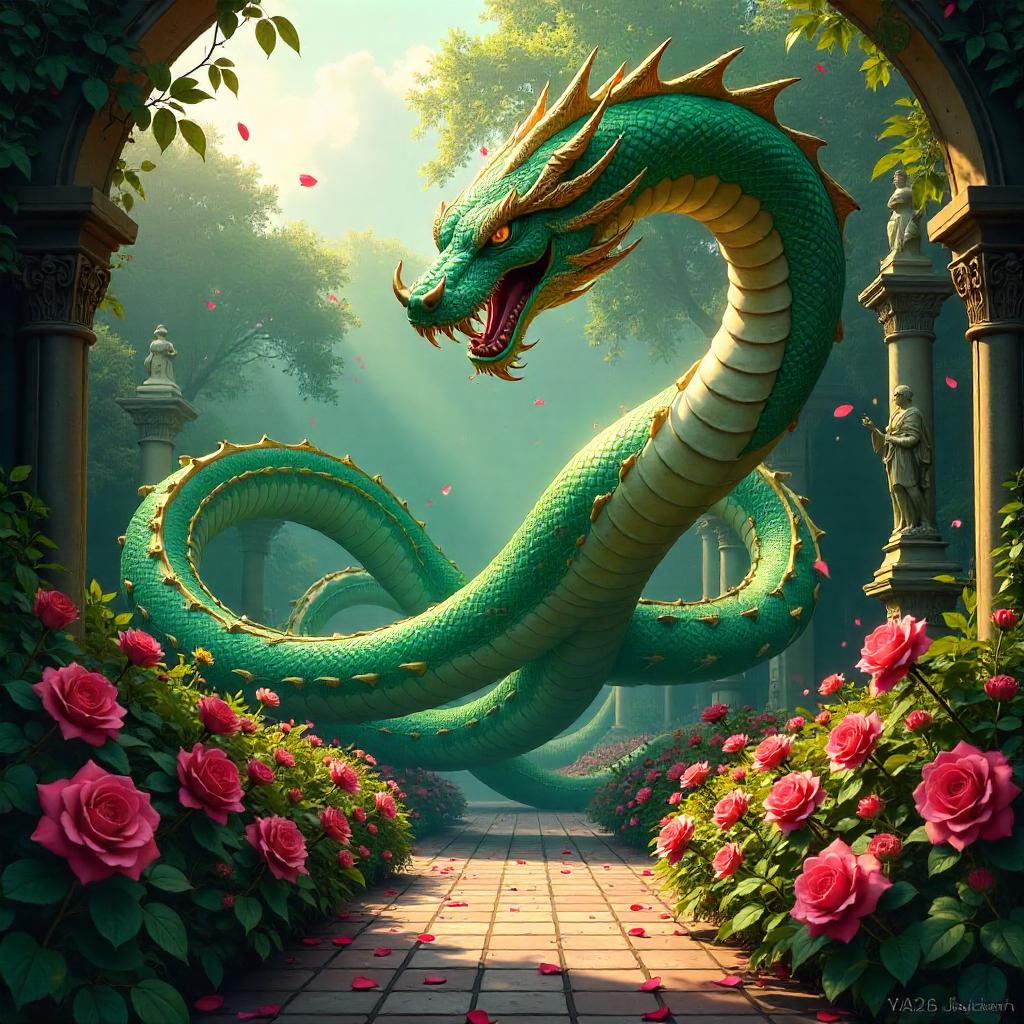 Hydra Concept Art in a Rose Garden