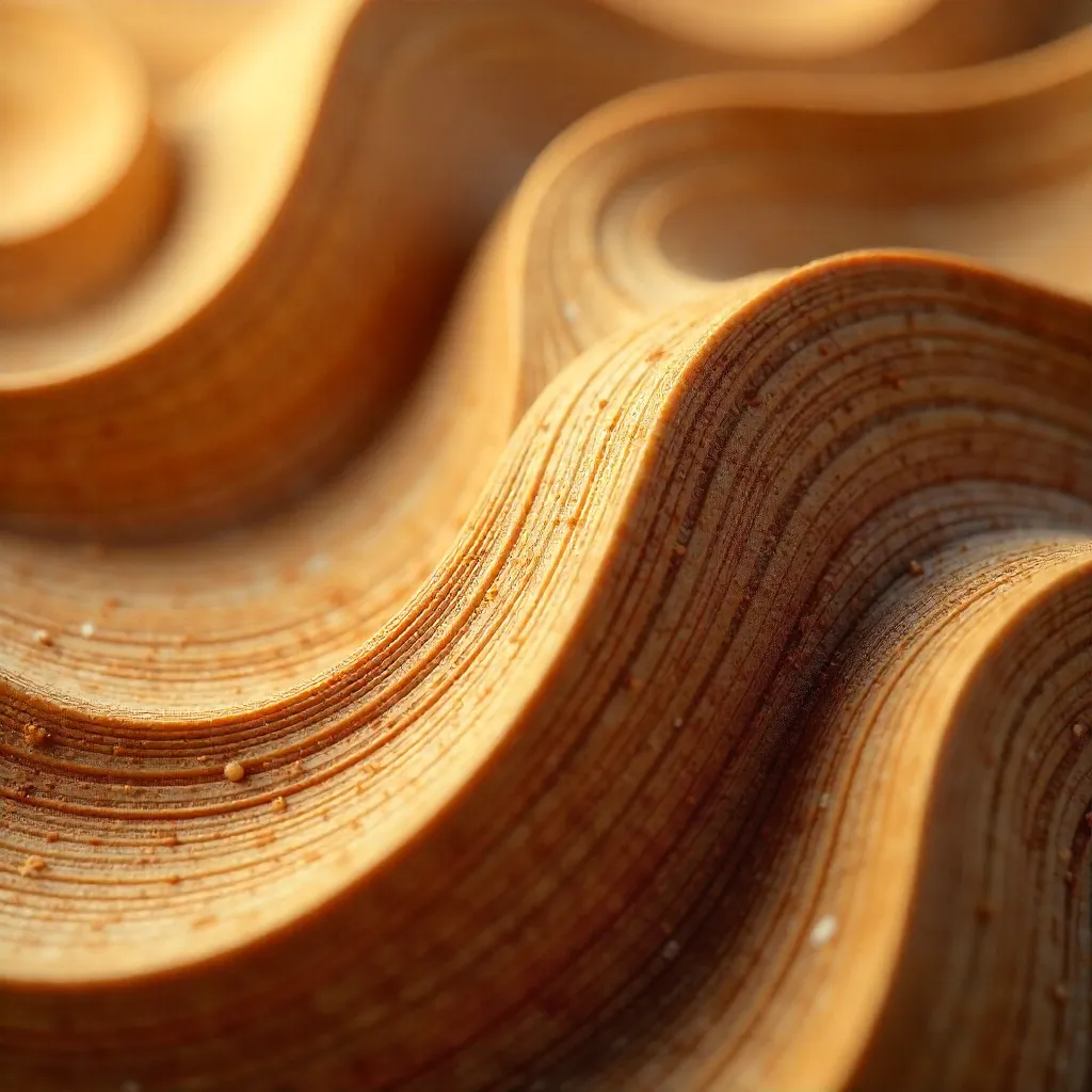 Curved-Grain Wood: Abstract Close-Up Background