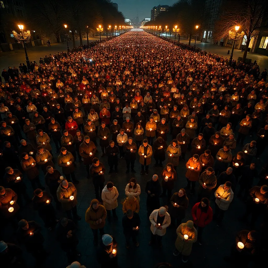 Aerial Candlelit Vigil: A Moment of Unity
