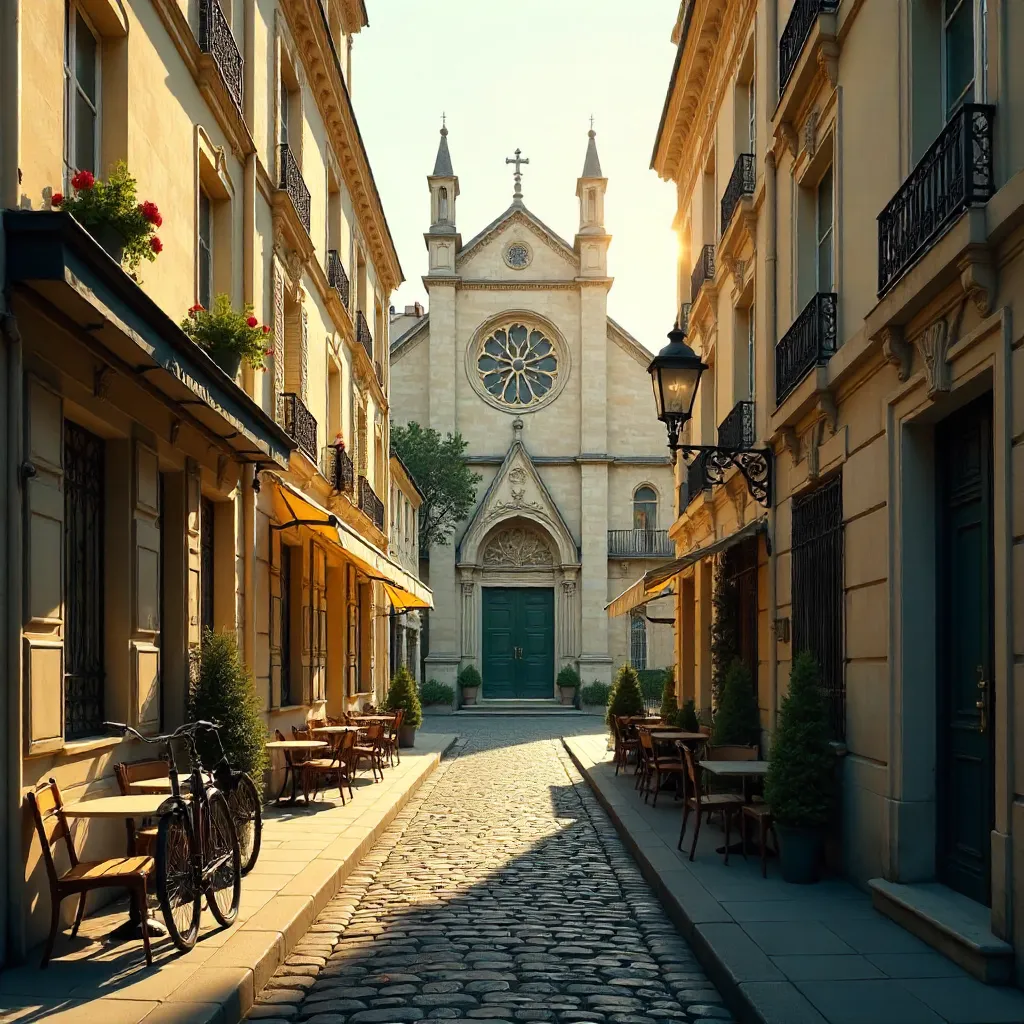 Paris Street View Toward a Historic Church