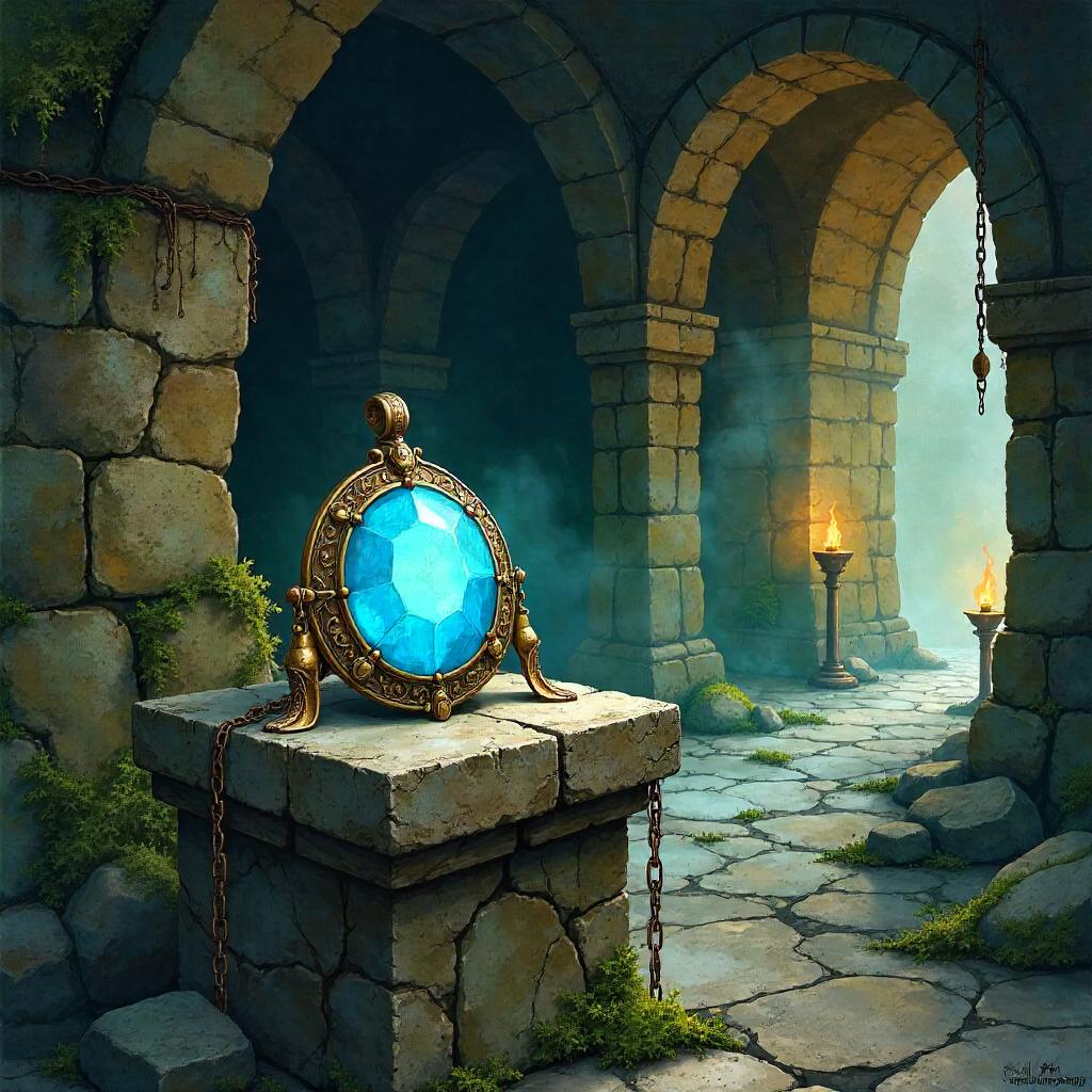 Watercolor Artifact in a Damp Dungeon