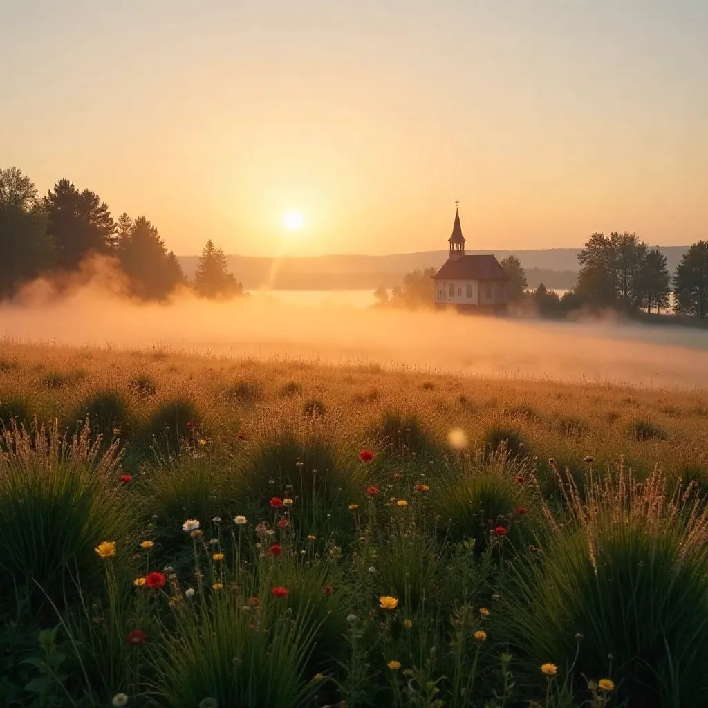 Mist-kissed Golden Hour in Kaluga Fields