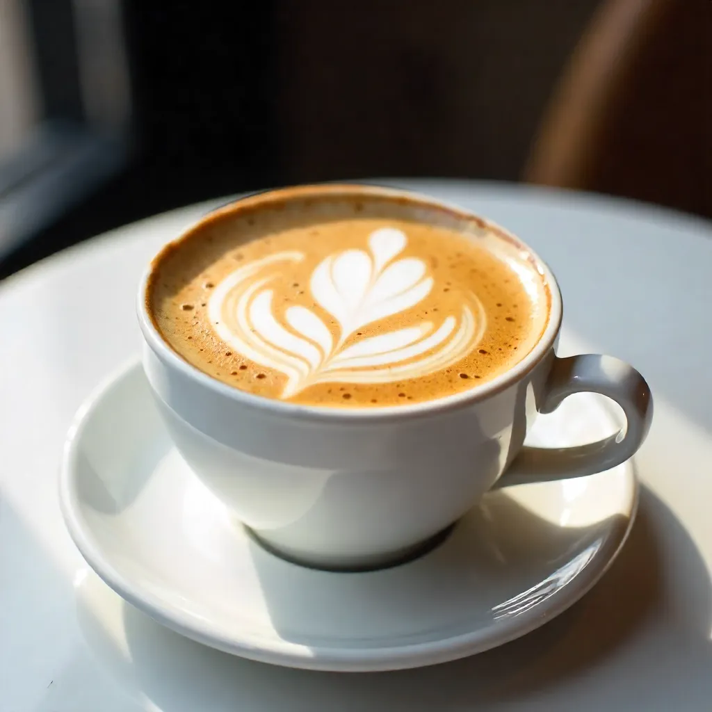 Macro Latte Art on a White Table