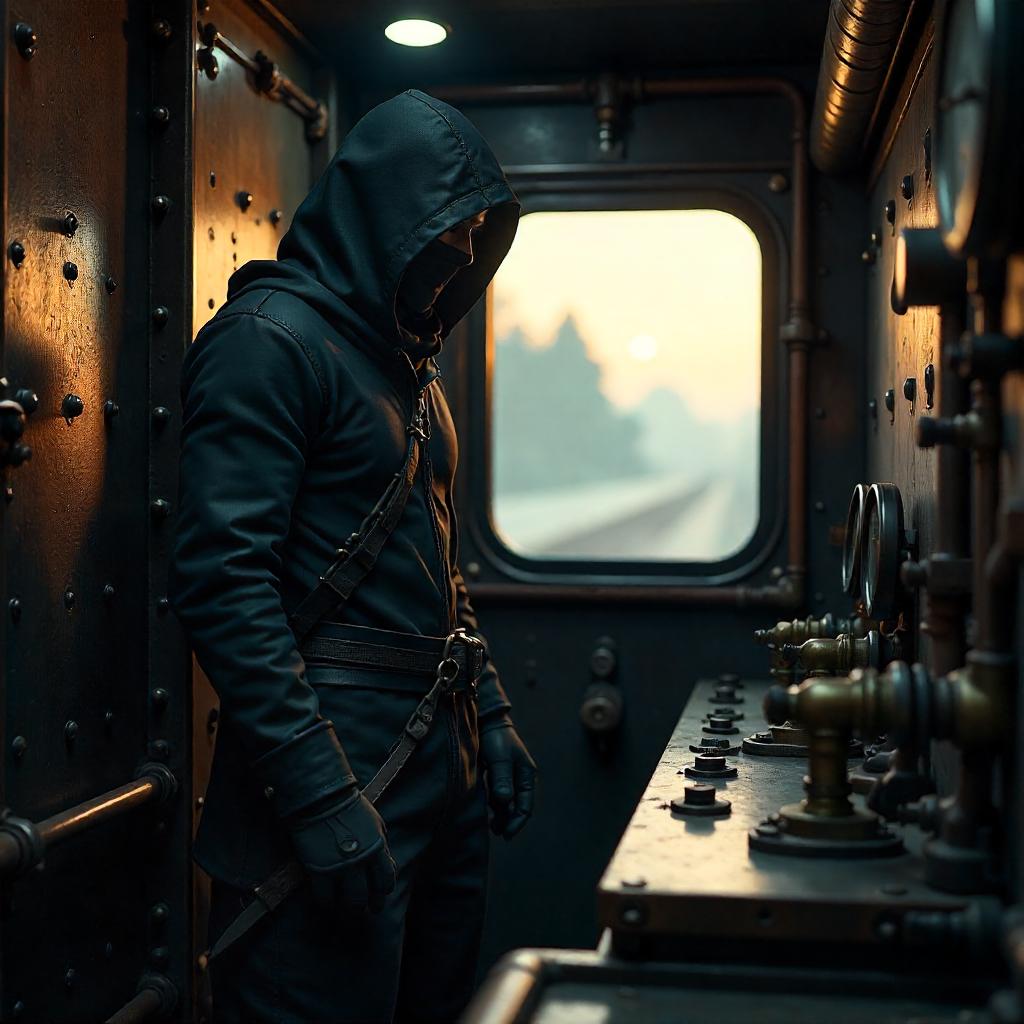 Photoreal Ninja in a Steam Engine Cab