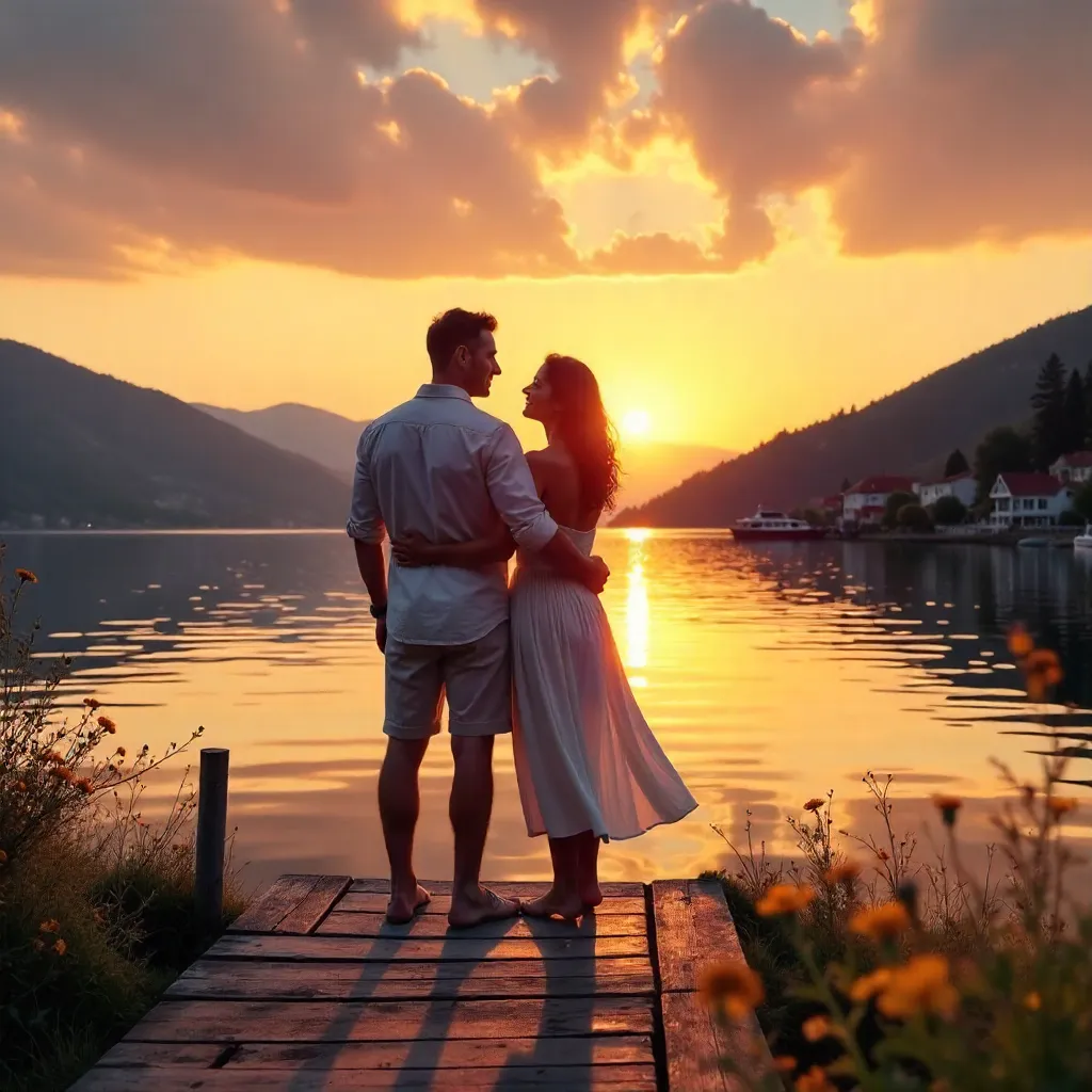 Romantic Sunset over Lake Ohrid, Macedonia