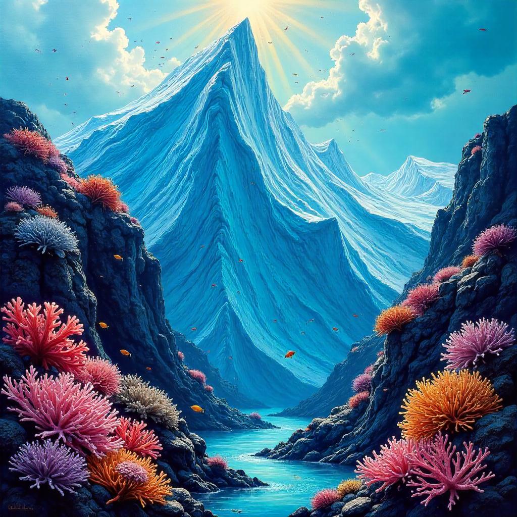 Oil Painting: Glacier Within a Coral Reef