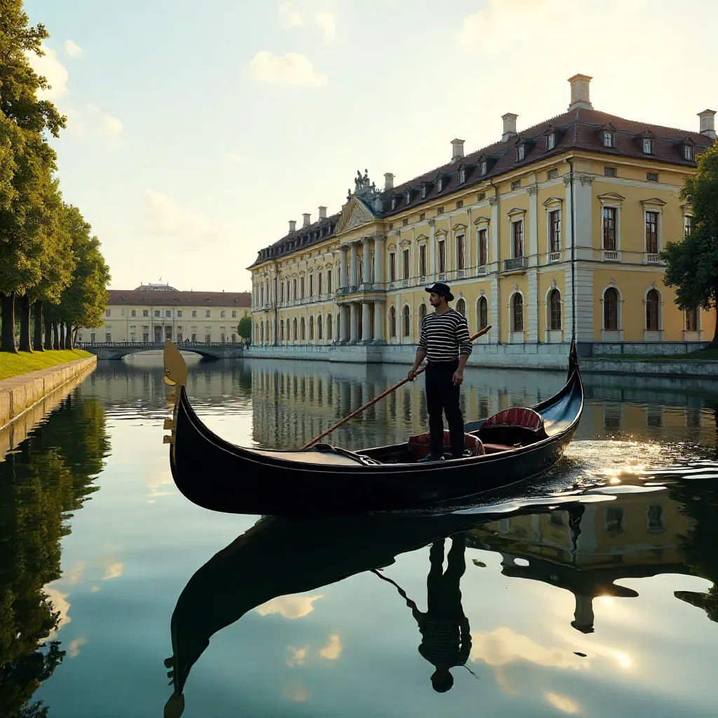 Gondola Reflections by Nymphenburg Palace
