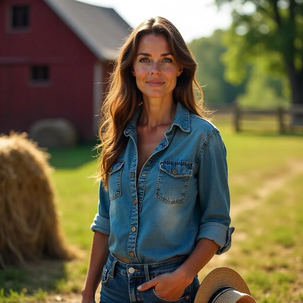 Golden Hour Farm Portrait of a Fair-Skinned Woman