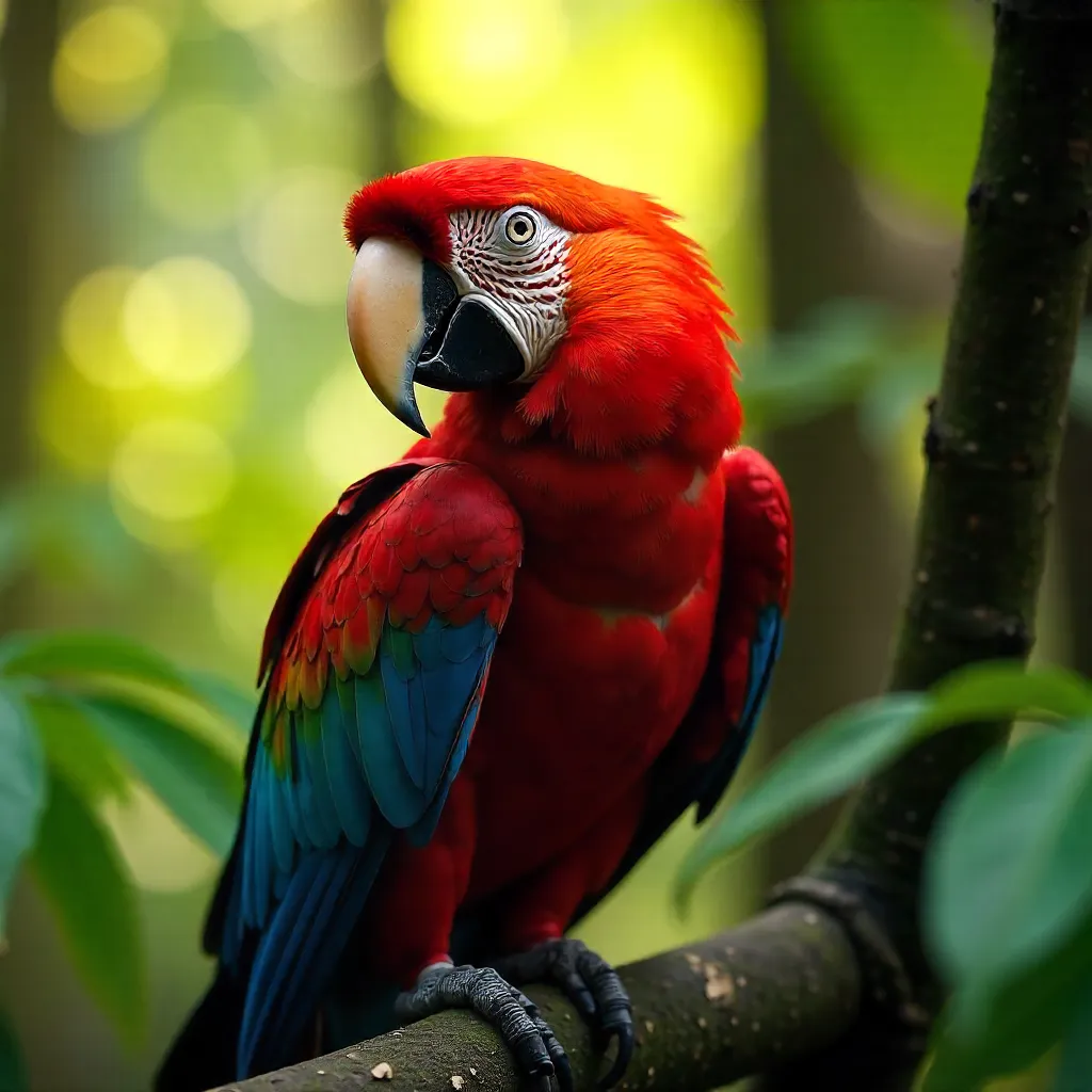 Scarlet Macaw Close-Up in Chilean Greenery