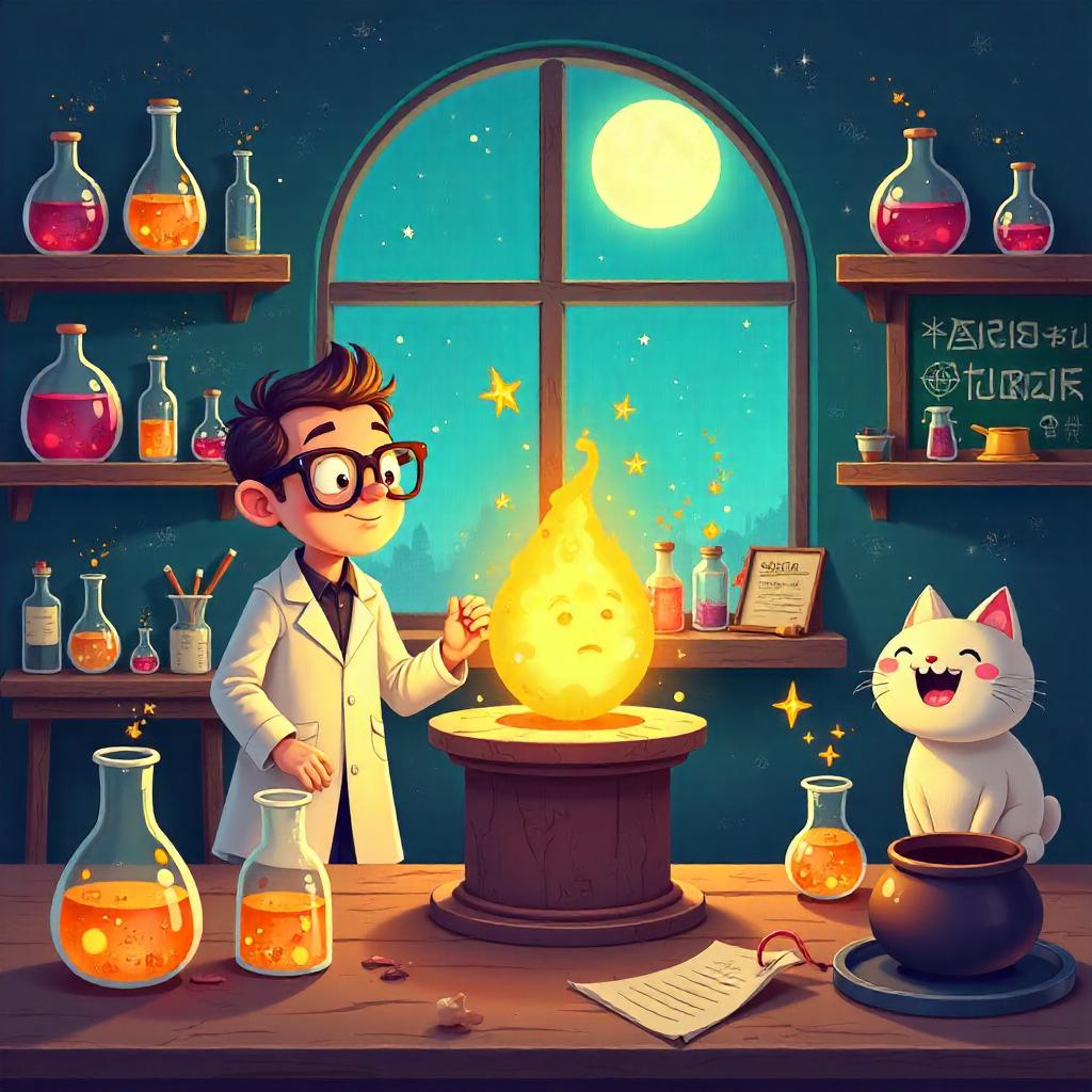 Whimsical Cartoon Lab: The Philosopher's Stone