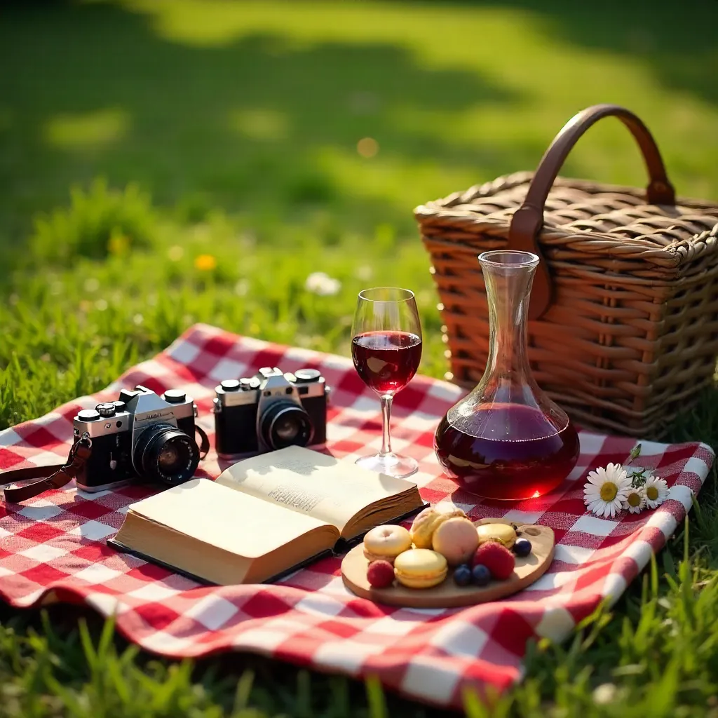Charming Vintage Picnic with Cameras and Treats
