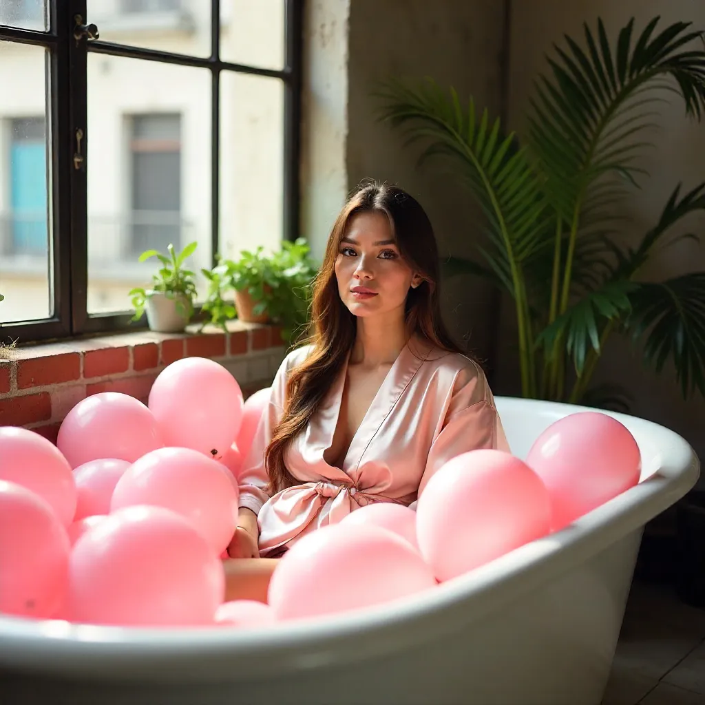 Pink Balloon Bath in Mexico City Studio