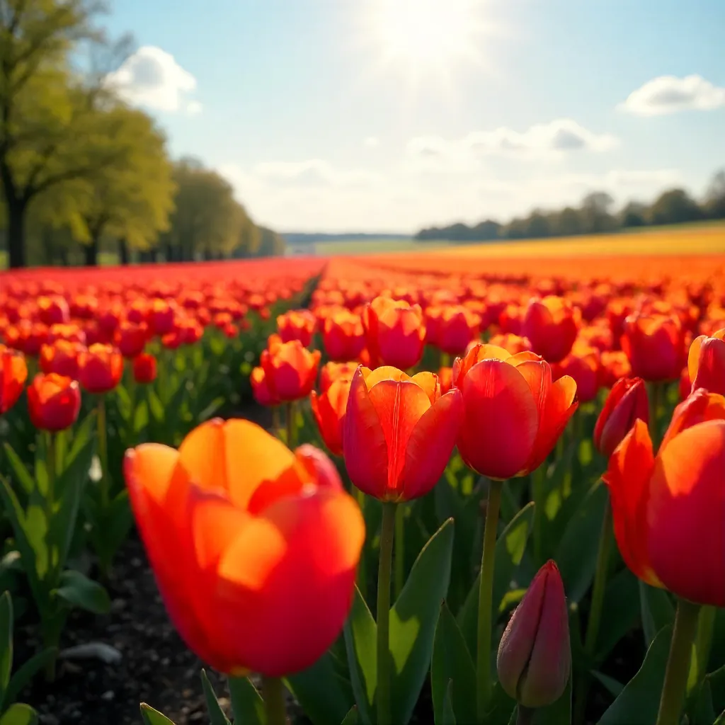 Vibrant Tulip Field in Spring Bloom