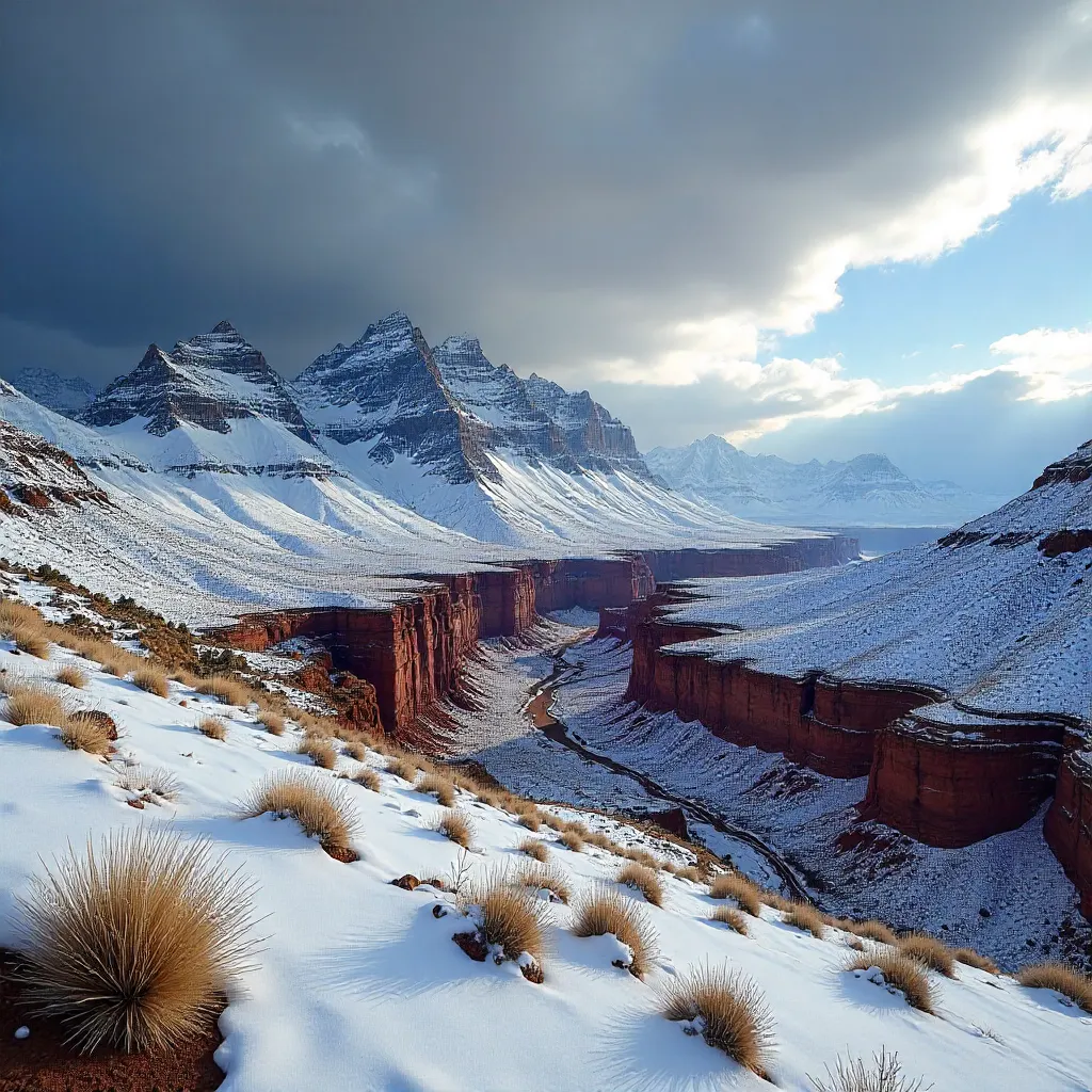 Snow-Capped Peaks vs Arid Utah Desert Under Moody Clouds