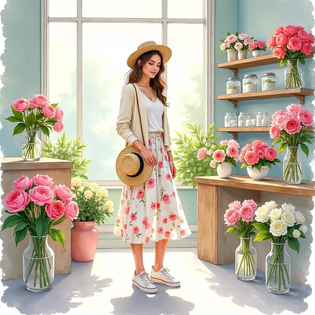 Watercolor Chic in a Flower Shop