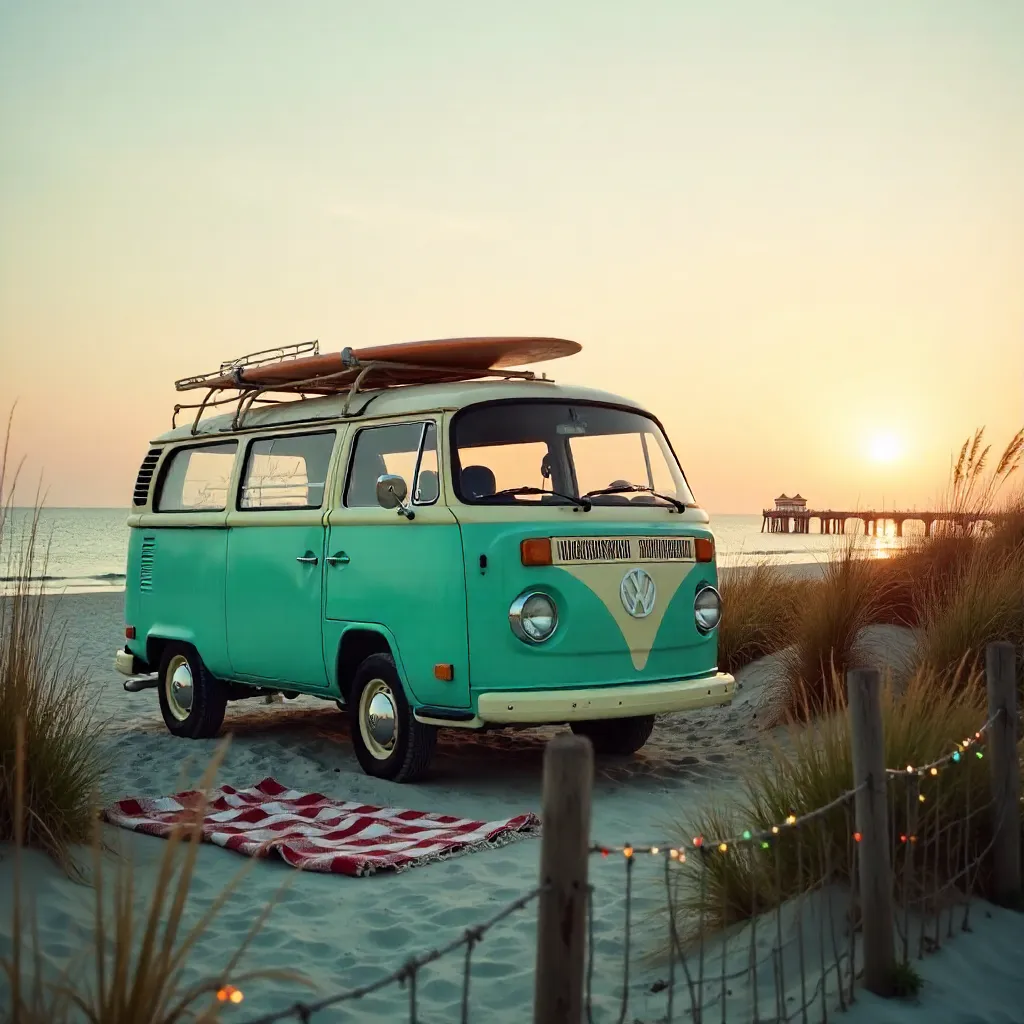 Retro Coastal Vibe: Vintage Van in Corpus Christi