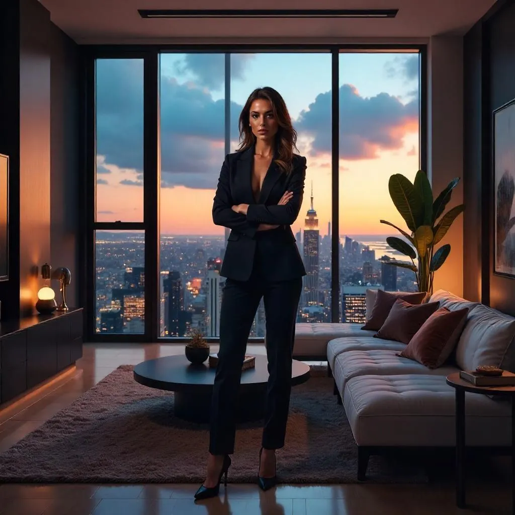 Confident Woman in a Penthouse — Digital Art