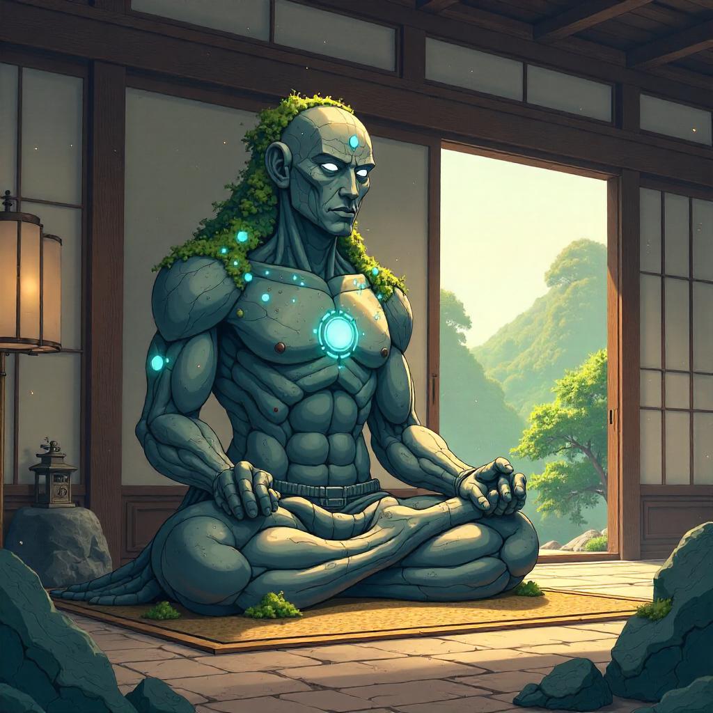 Zen Golem in an Anime Temple