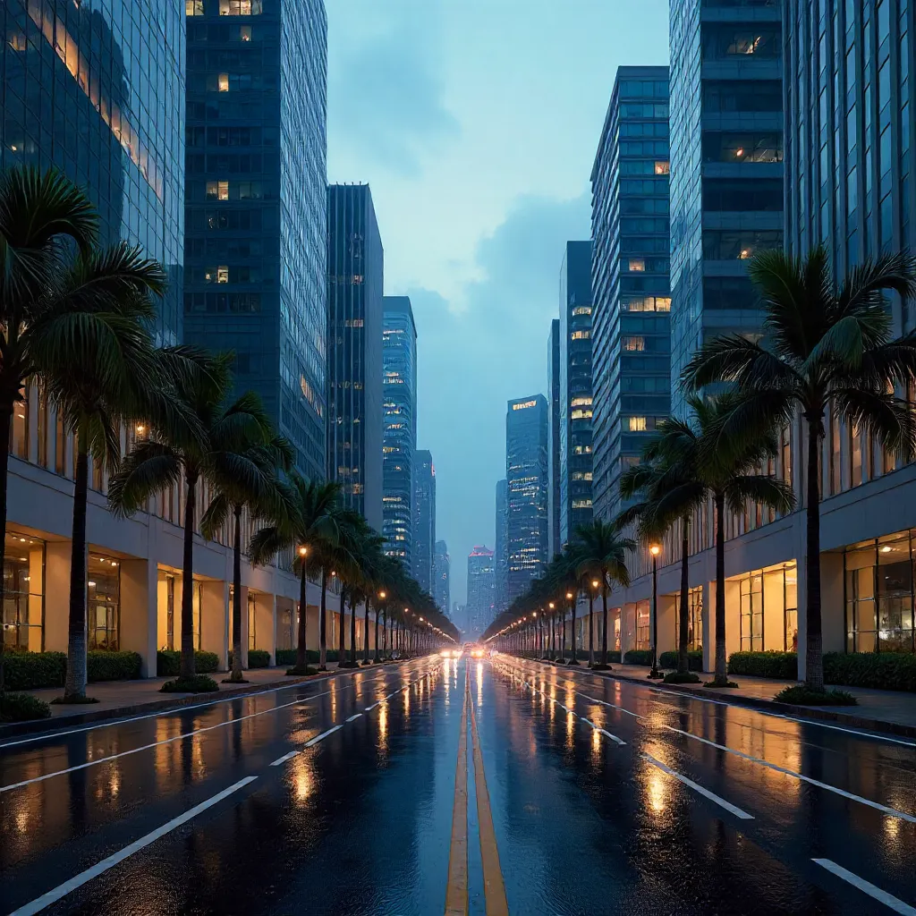 Silenced Streets: Singapore CBD Skyscrapers at Blue Hour