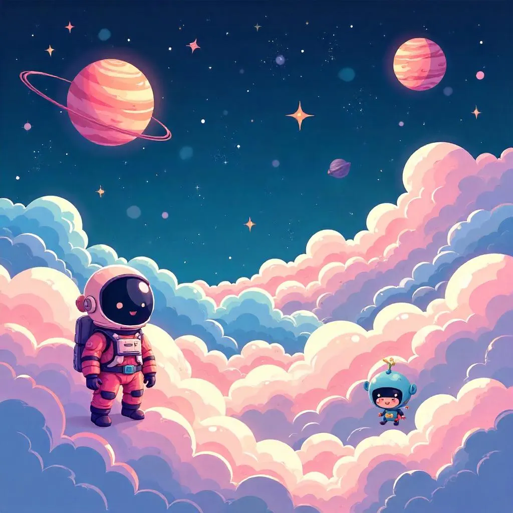 Foggy Nebula Adventure in Cartoon Space