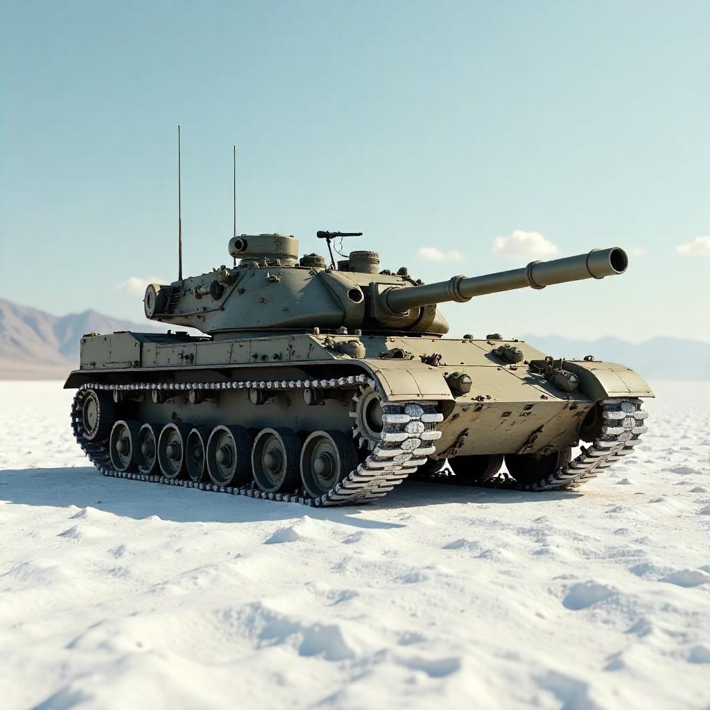 3D Rendered Tank on a Salt Flat