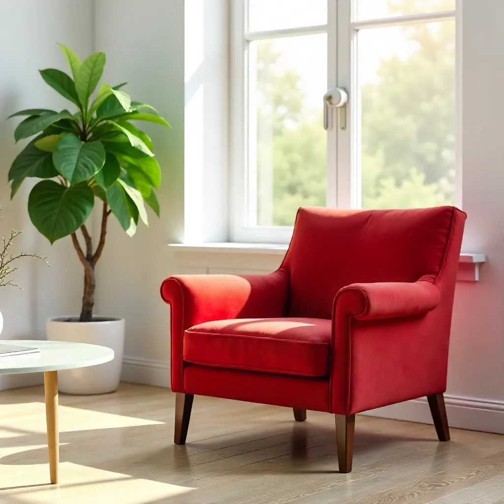 Sunlit Red Chair in a Modern Interior