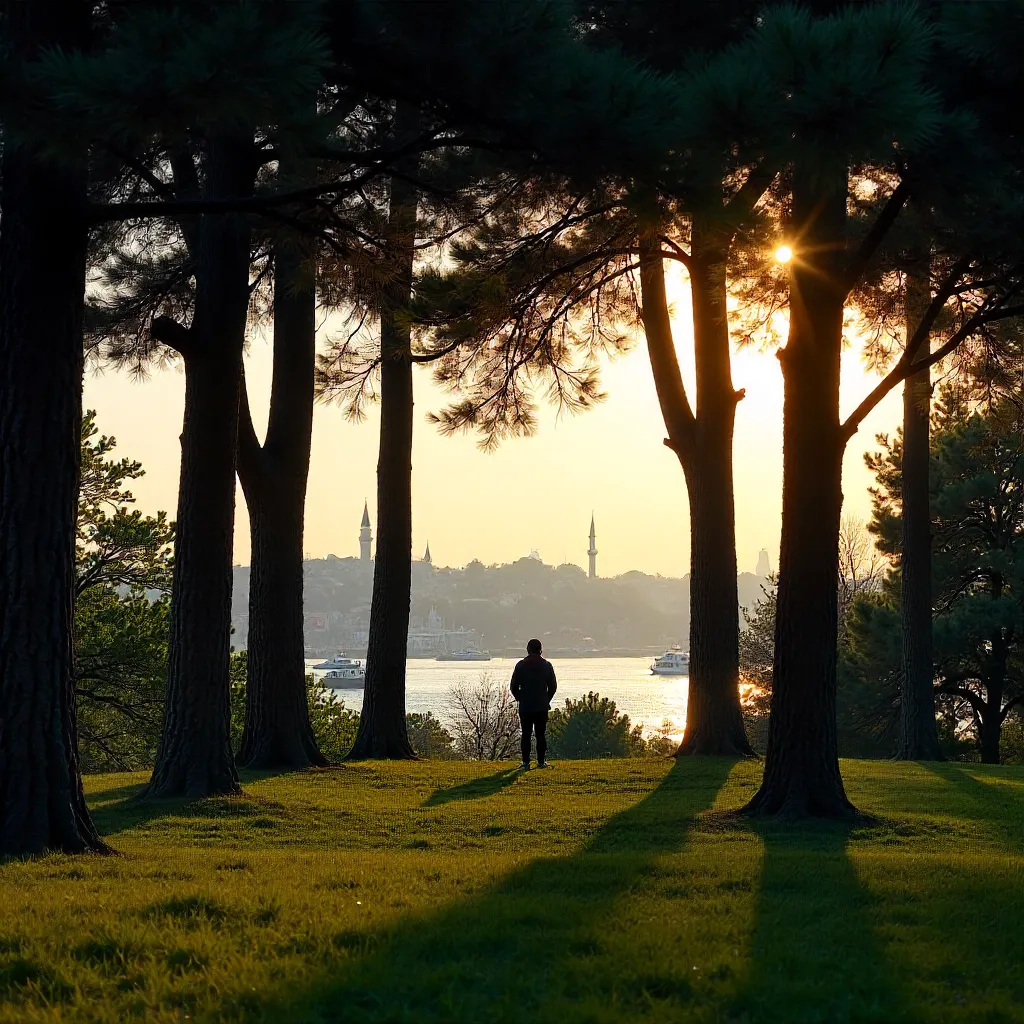 Serene Pine Forest in an Istanbul Park