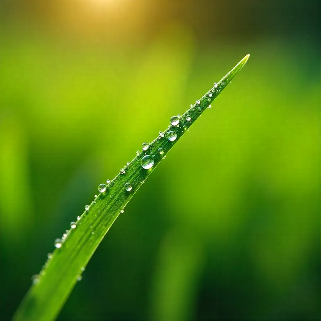 Macro Morning Dew on Green Grass