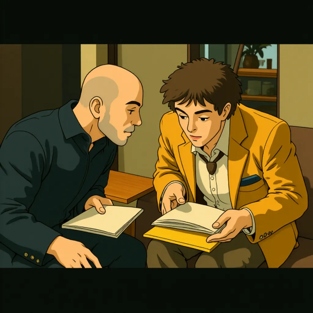 Dustin Hoffman and Marc Forster in Stranger Than Fiction (2006) - Anime style