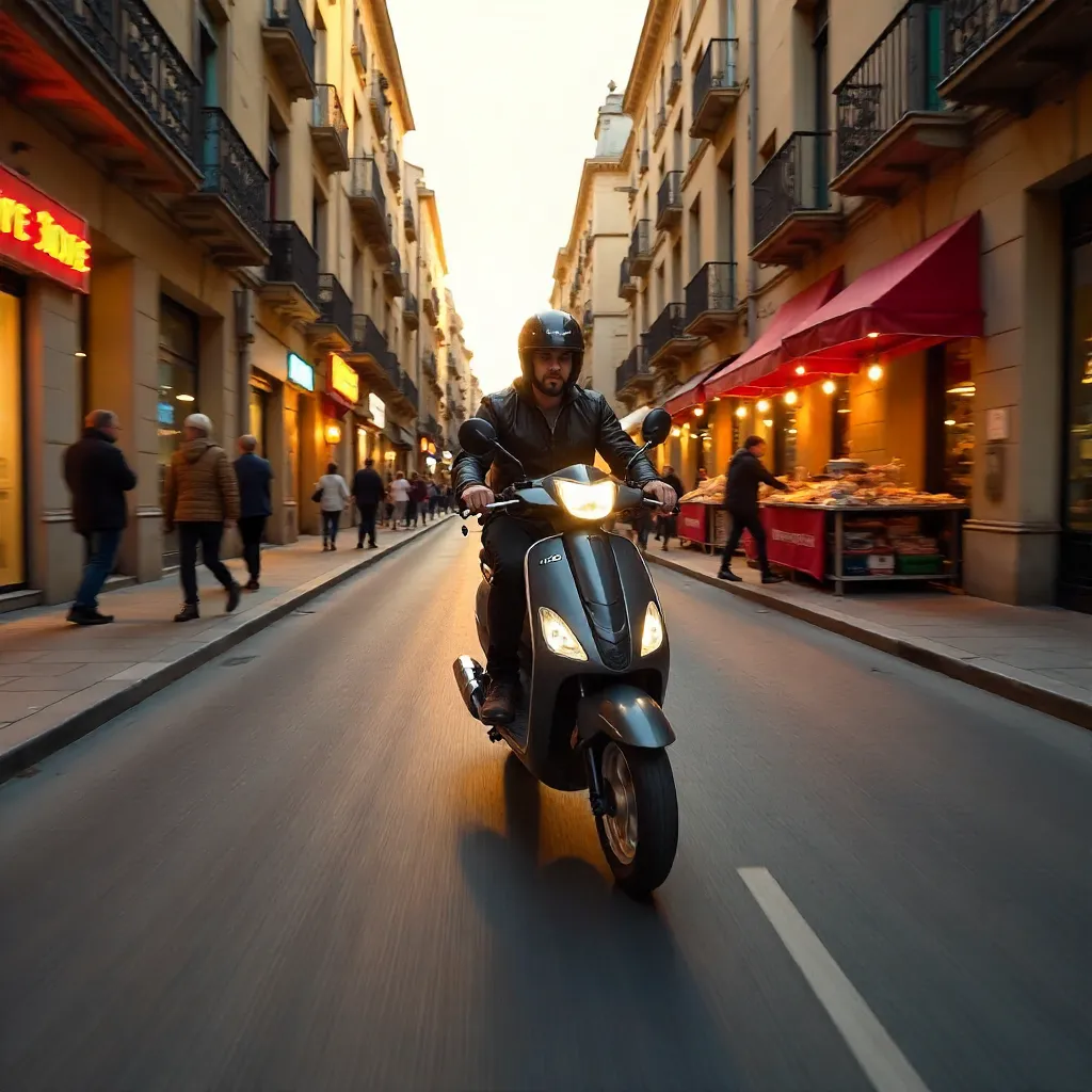 Scooter Rush Through Barcelona Streets