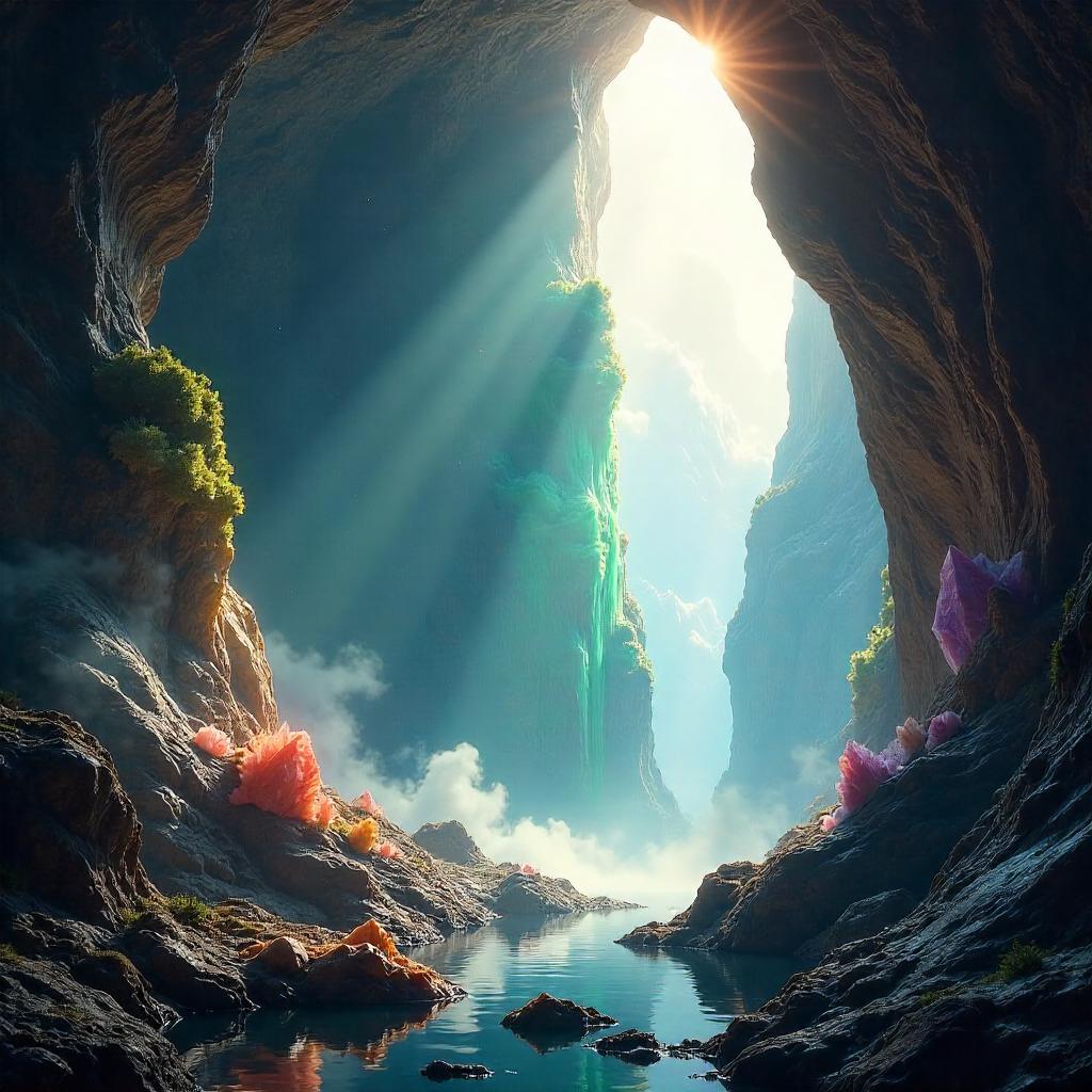 Wind through a Crystal Cave - Photorealistic Scene