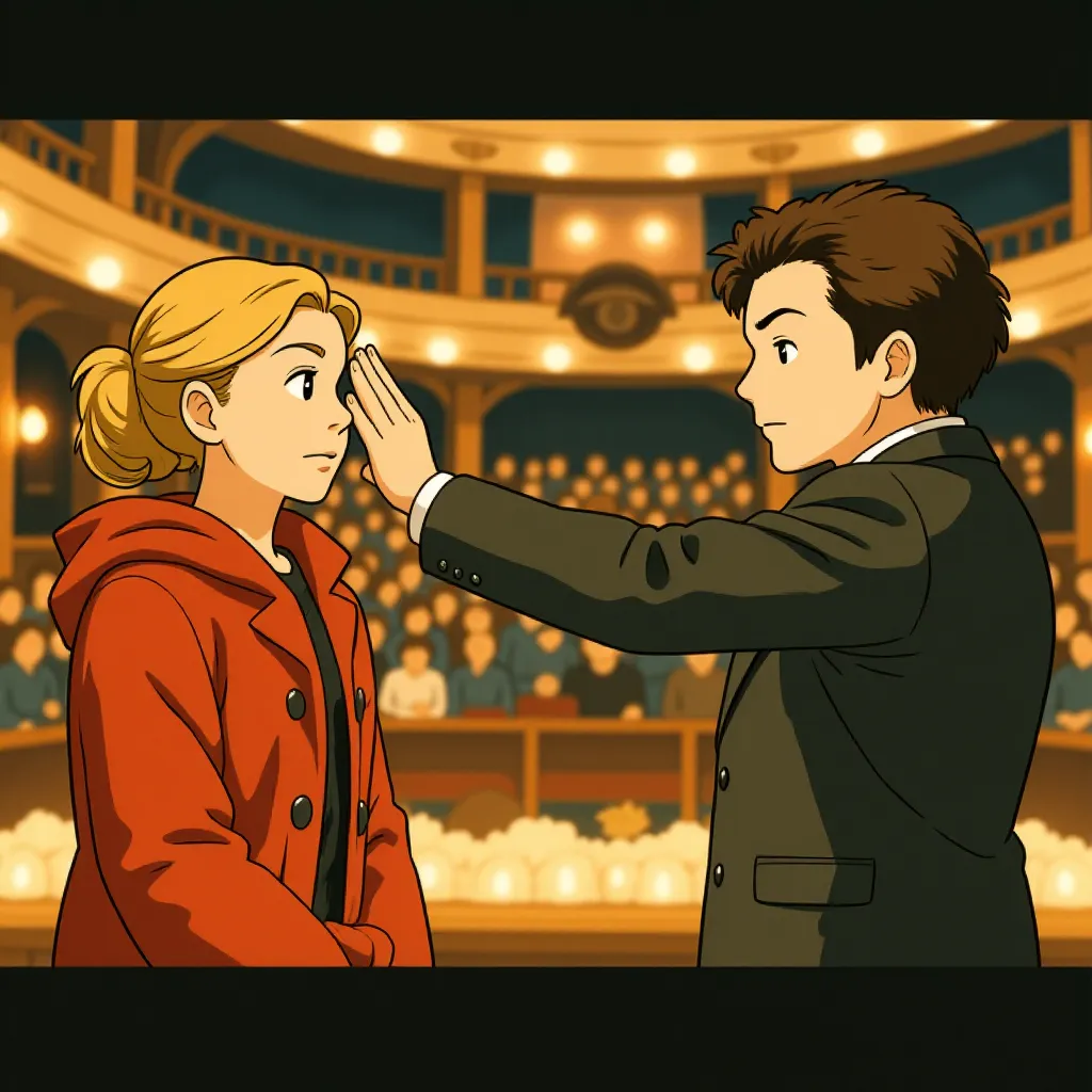 Edward Norton and Jessica Biel in The Illusionist (2006) - Anime style