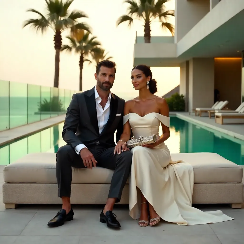 Modern Elegance by the Pool: Fashion Duo