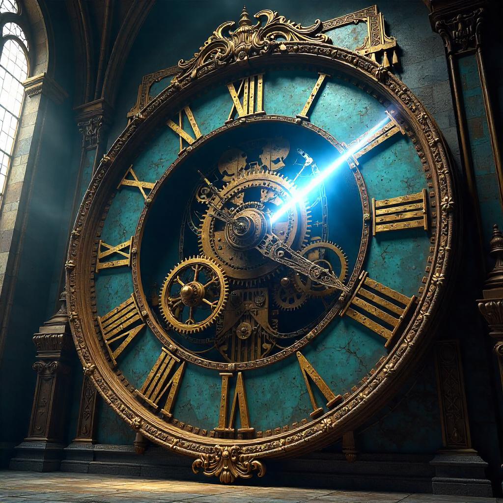 Comet Crossing a Giant Clock