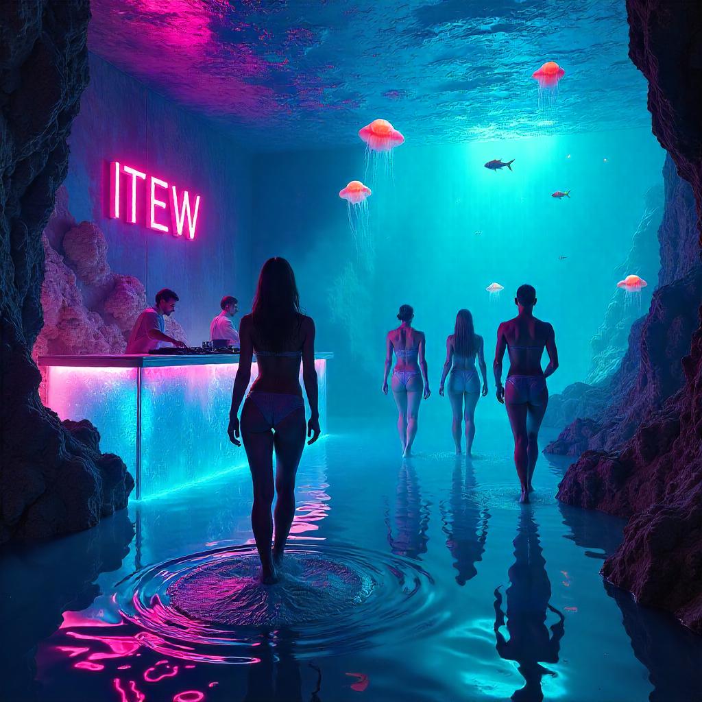 Photoreal Ocean Inside a Neon Nightclub