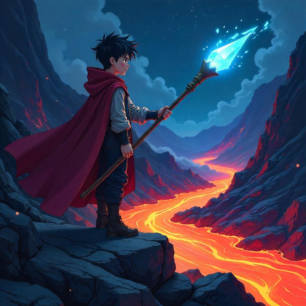 Lava Flow Aura: Anime Magic Wand Scene